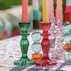 Red and Green Glass Candleholders