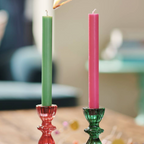 Red and Green Glass Candleholders