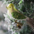 Three Feathered Glass Glitter Bird Decorations