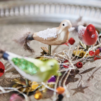Three Feathered Glass Glitter Bird Decorations
