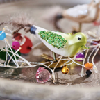 Three Feathered Glass Glitter Bird Decorations