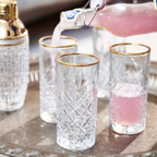 Vintage Cut Glass Highball Tumbler with Gold Rim