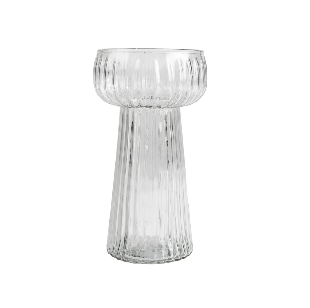Ribbed Glass Hyacinth Vase