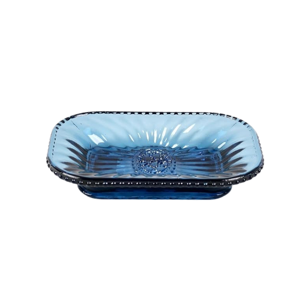 Glass Blue Bijou Soap Dish