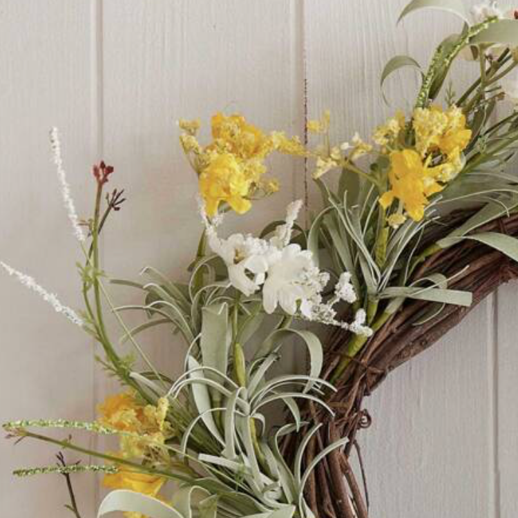 Yellow Artificial Flower Foliage Wreath