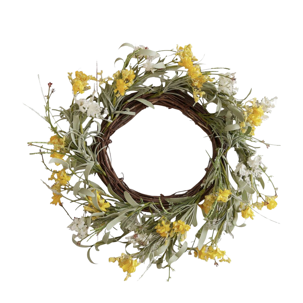 Yellow Artificial Flower Foliage Wreath