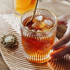 Gold Rim Short Vintage Cut Glass Tumbler