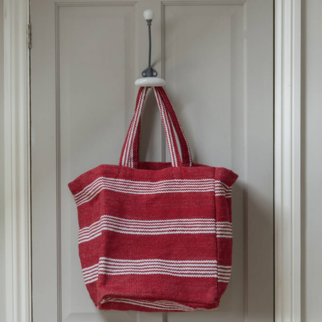 Chunky Cotton Red Striped Tote Bag