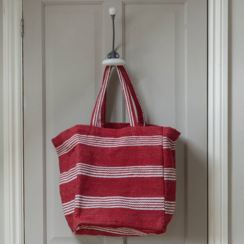 Chunky Cotton Red Striped Tote Bag
