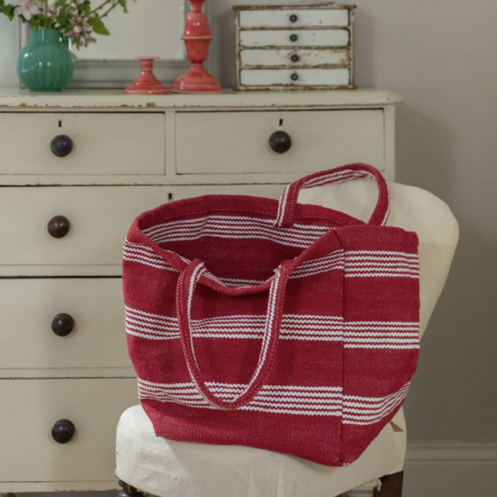Chunky Cotton Red Striped Tote Bag