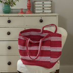 Chunky Cotton Red Striped Tote Bag