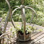 Aged Metal Green Crown Planter