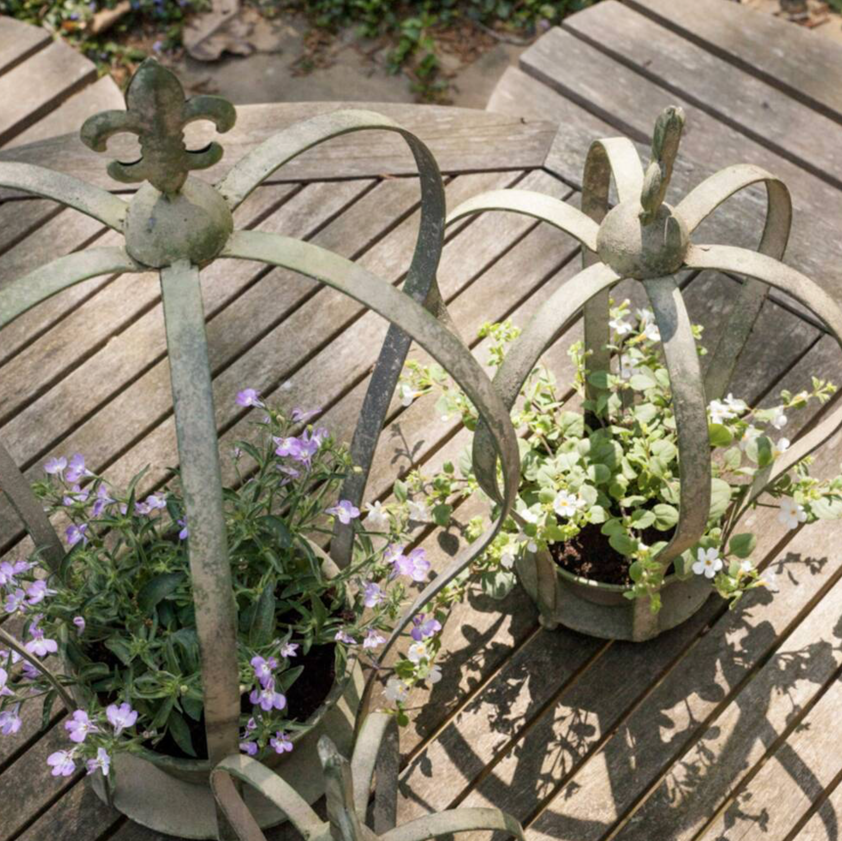 Aged Metal Green Crown Planter
