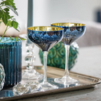 Electroplated Blue Star Champagne Saucers
