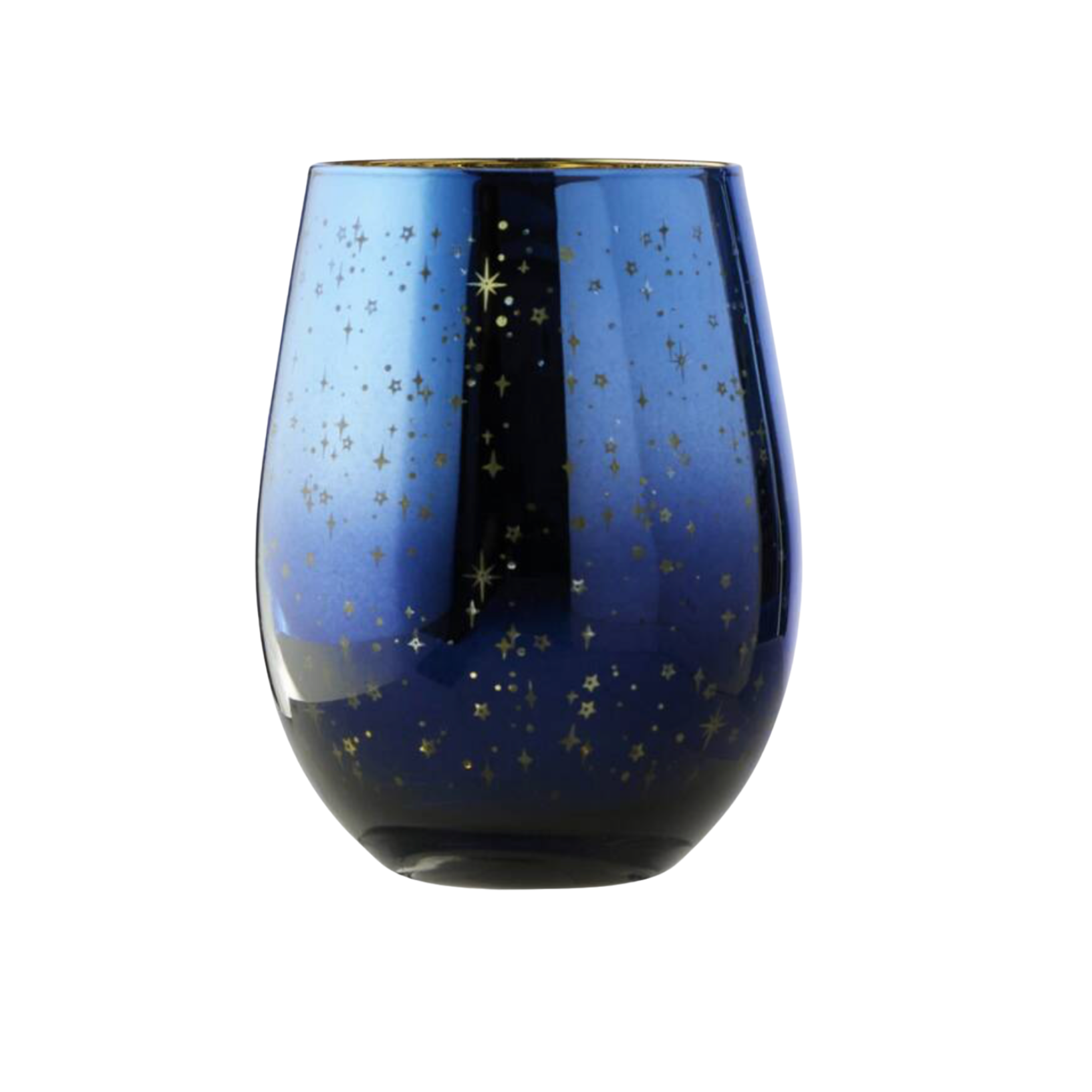 Blue Star Electroplated Mouth Blown Glass Tumbler