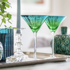 Electroplated Peacock Design Martini Glasses