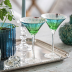 Electroplated Peacock Design Martini Glasses