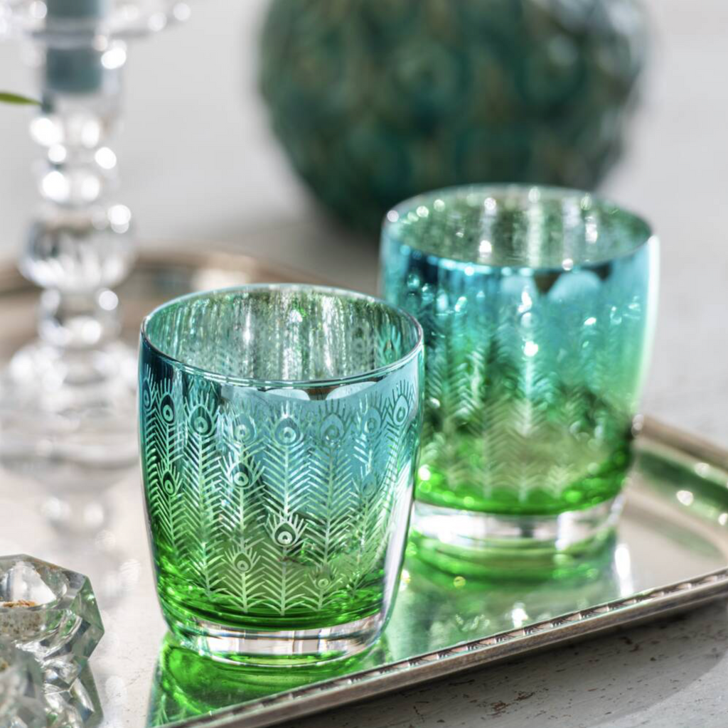Electroplated Peacock Design Tumblers