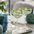 Tropical Leaf Champagne Coupe Glasses