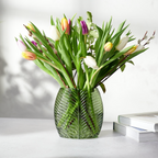 Leaf Design Botanical Green Glass Vase