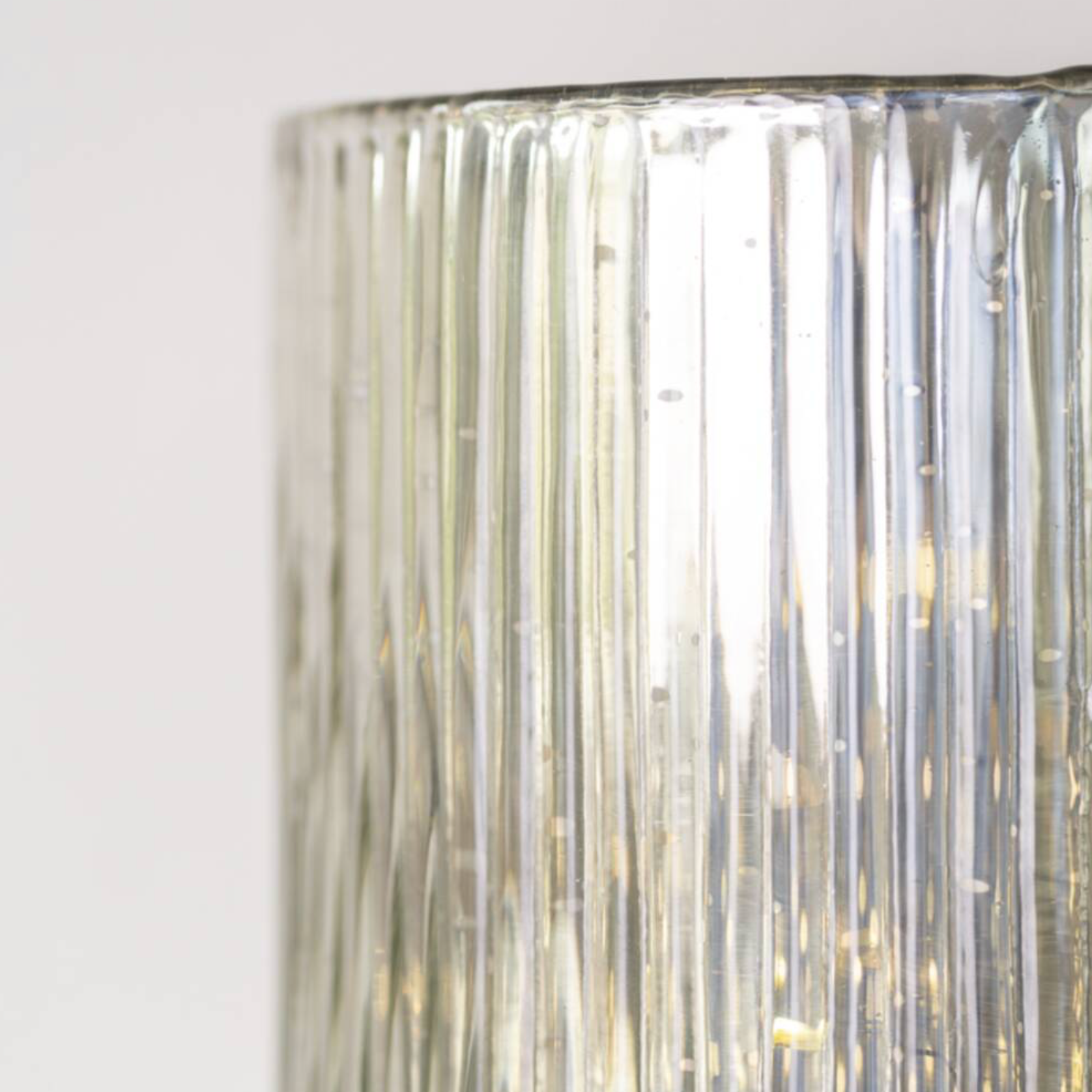 Vintage SilverRibbed Hurricane Glass Candle Holder