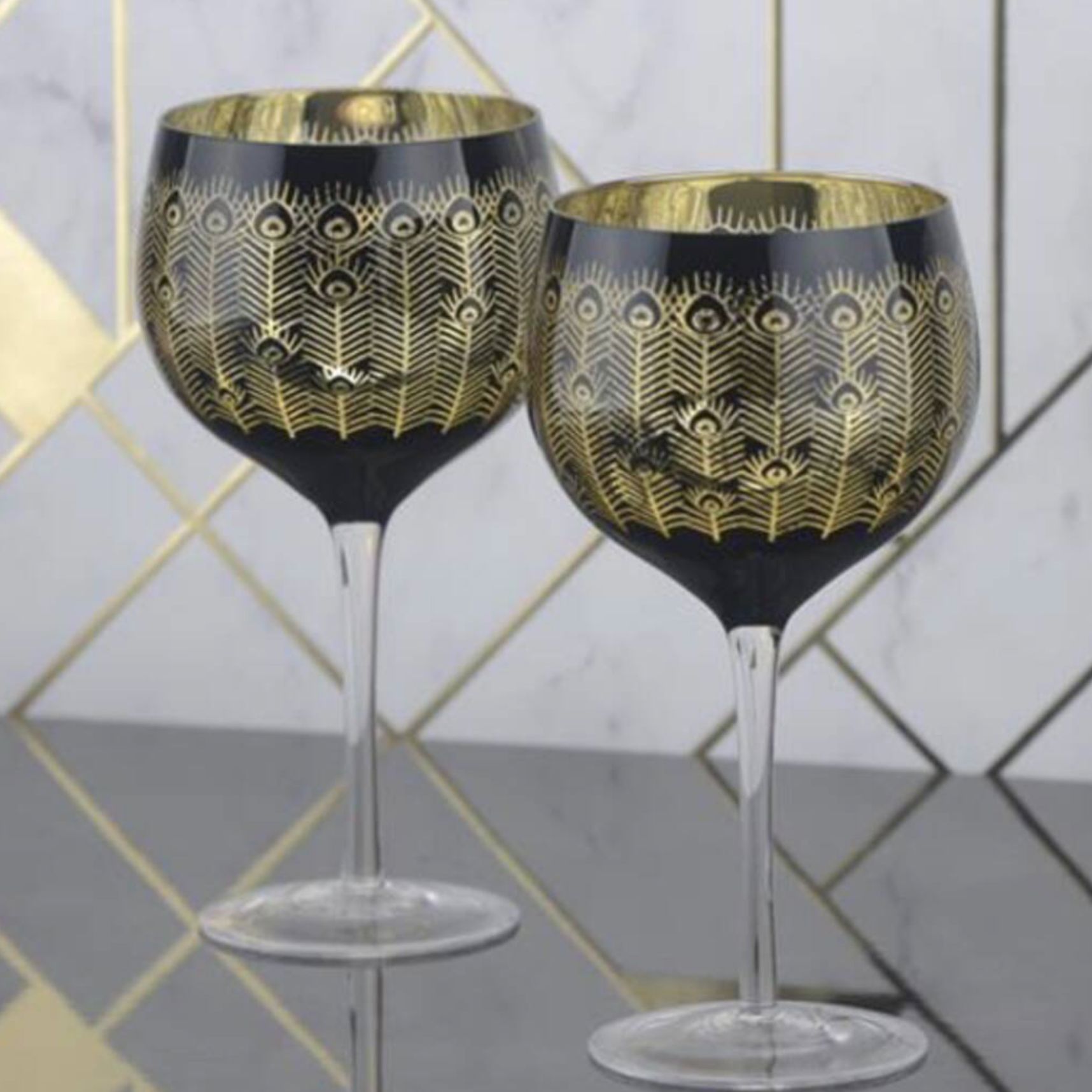 Electroplated Midnight Peacock Gin Glasses