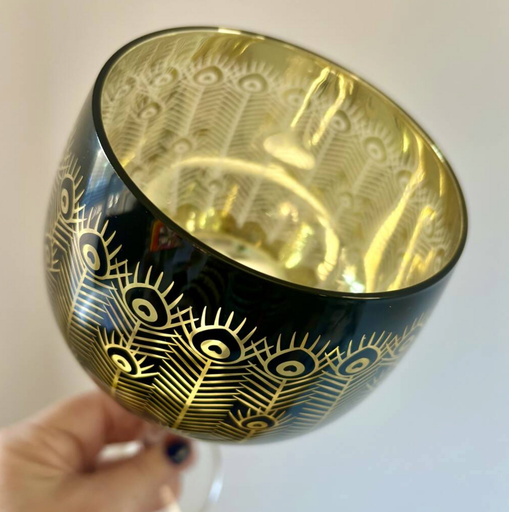 Electroplated Midnight Peacock Gin Glasses