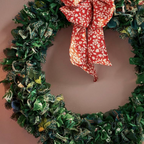 Recycled Sari Green Wreath with Bow