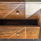 Mango Wood Geometric Bedside Table