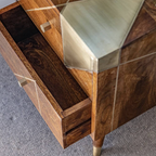 Mango Wood Geometric Bedside Table
