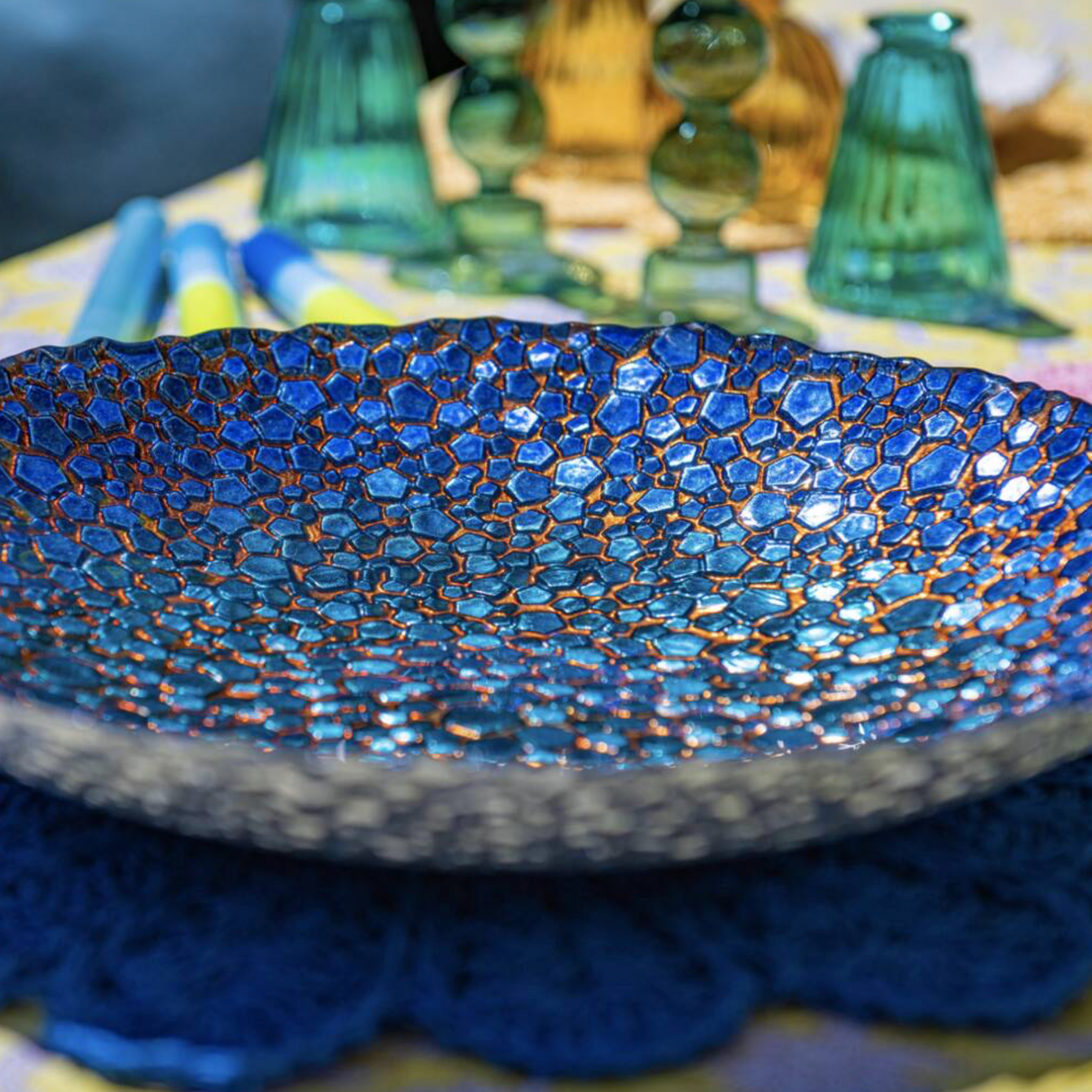 Marine Blues Mosaic Glass Bowl