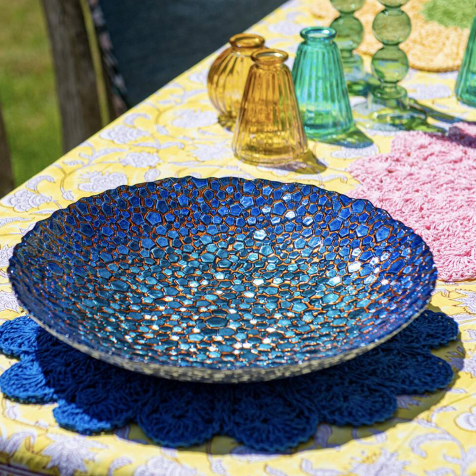 Marine Blues Mosaic Glass Bowl