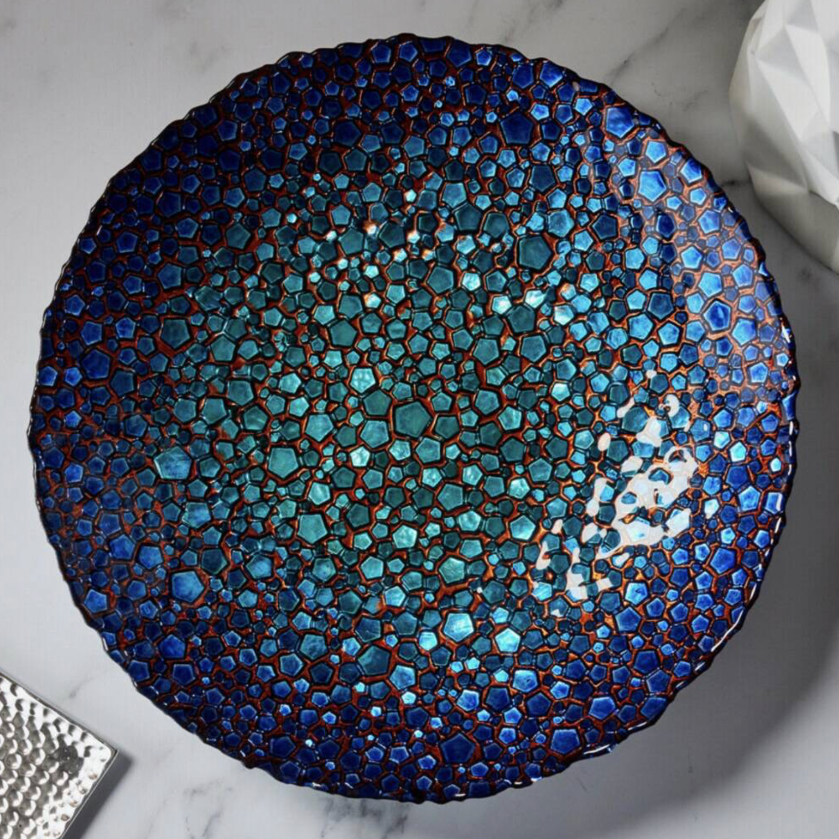 Marine Blues Mosaic Glass Bowl