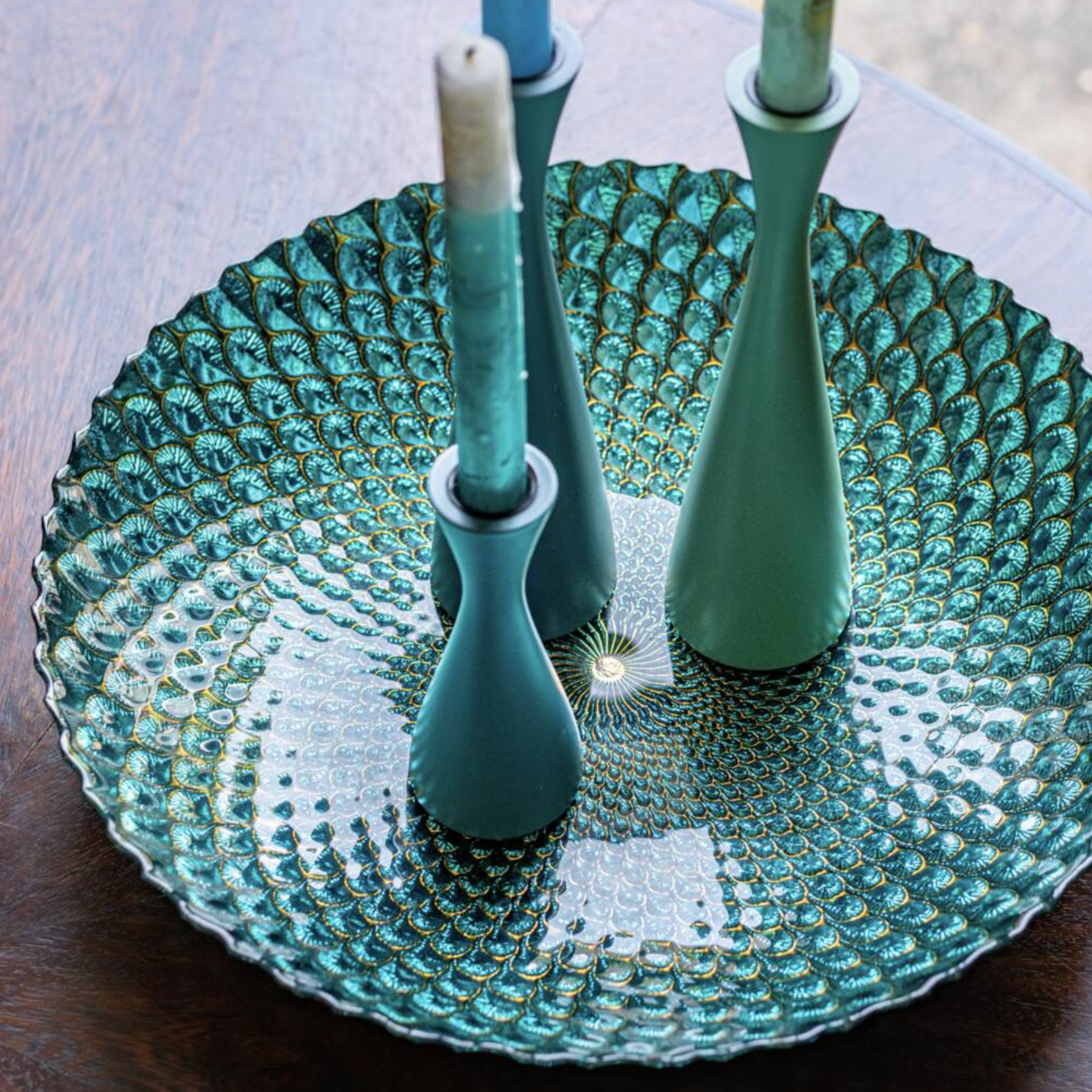 Peacock Design Decorative Glass Bowl