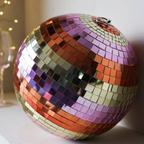Pink, Gold & Orange Stripe Mirror Ball