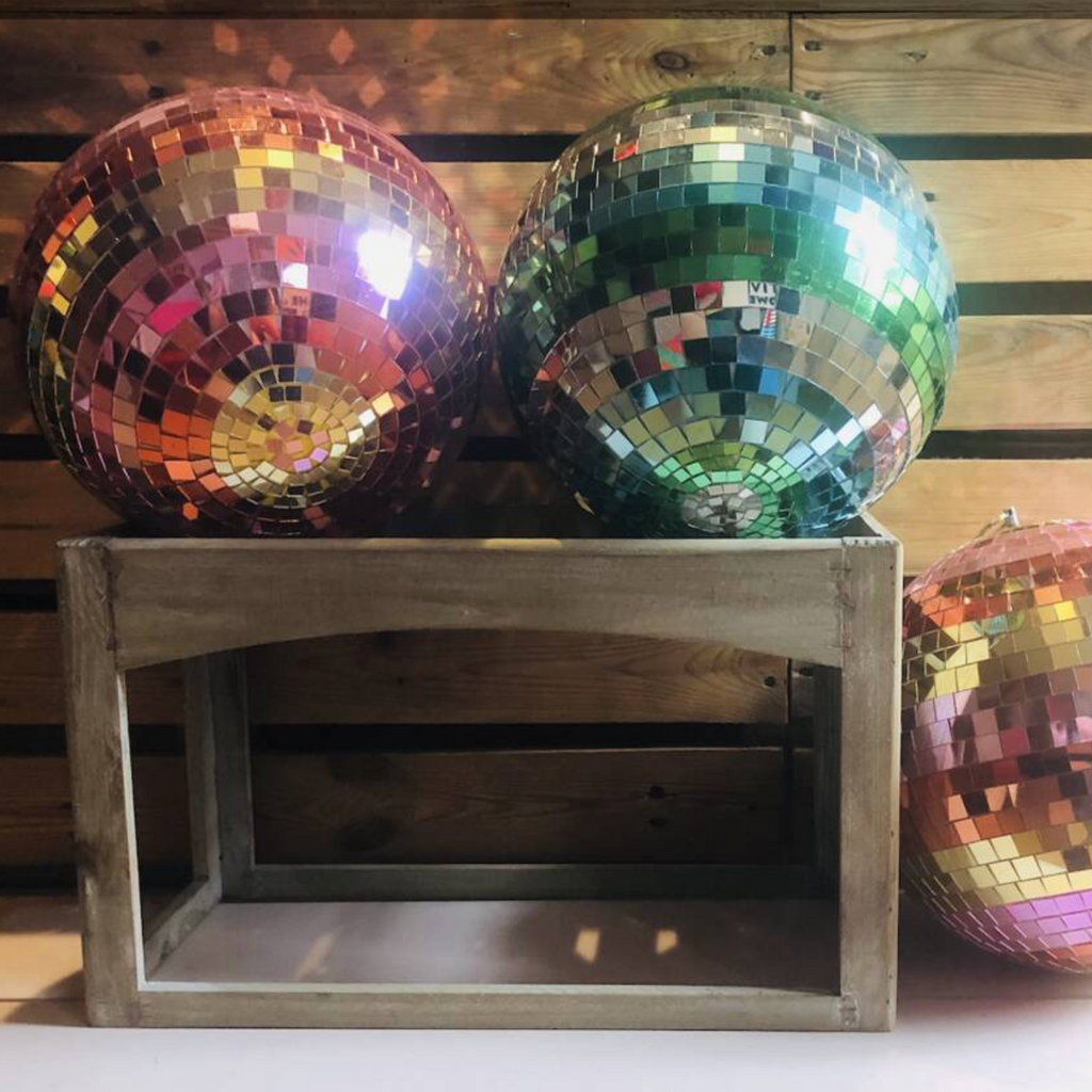 Pink, Gold & Orange Stripe Mirror Ball
