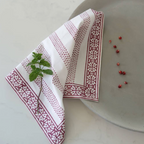 Raspberry Cotton Hand Block Print Tablecloth