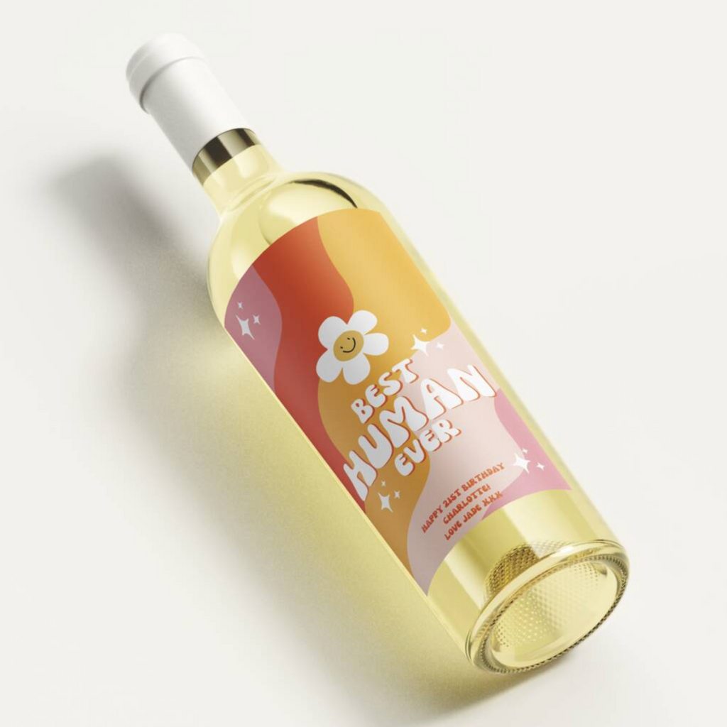 Personalised Best Human Ever! Wine Label