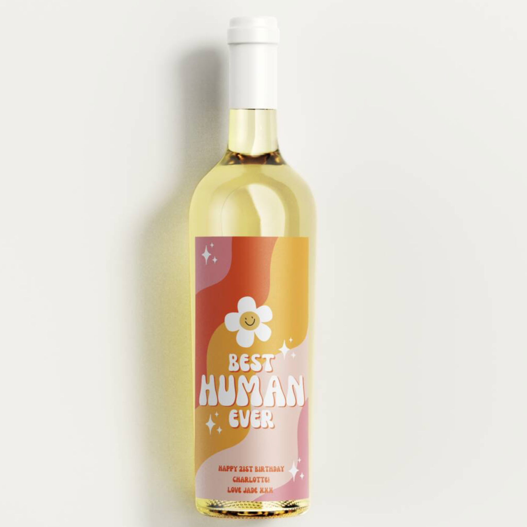 Personalised Best Human Ever! Wine Label