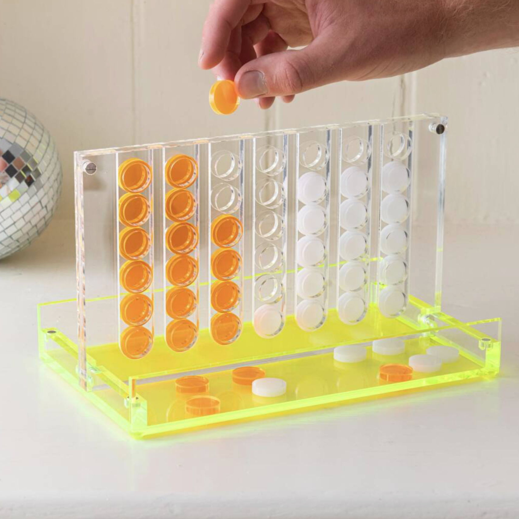 Neon Four In A Row Lucite Travel Game
