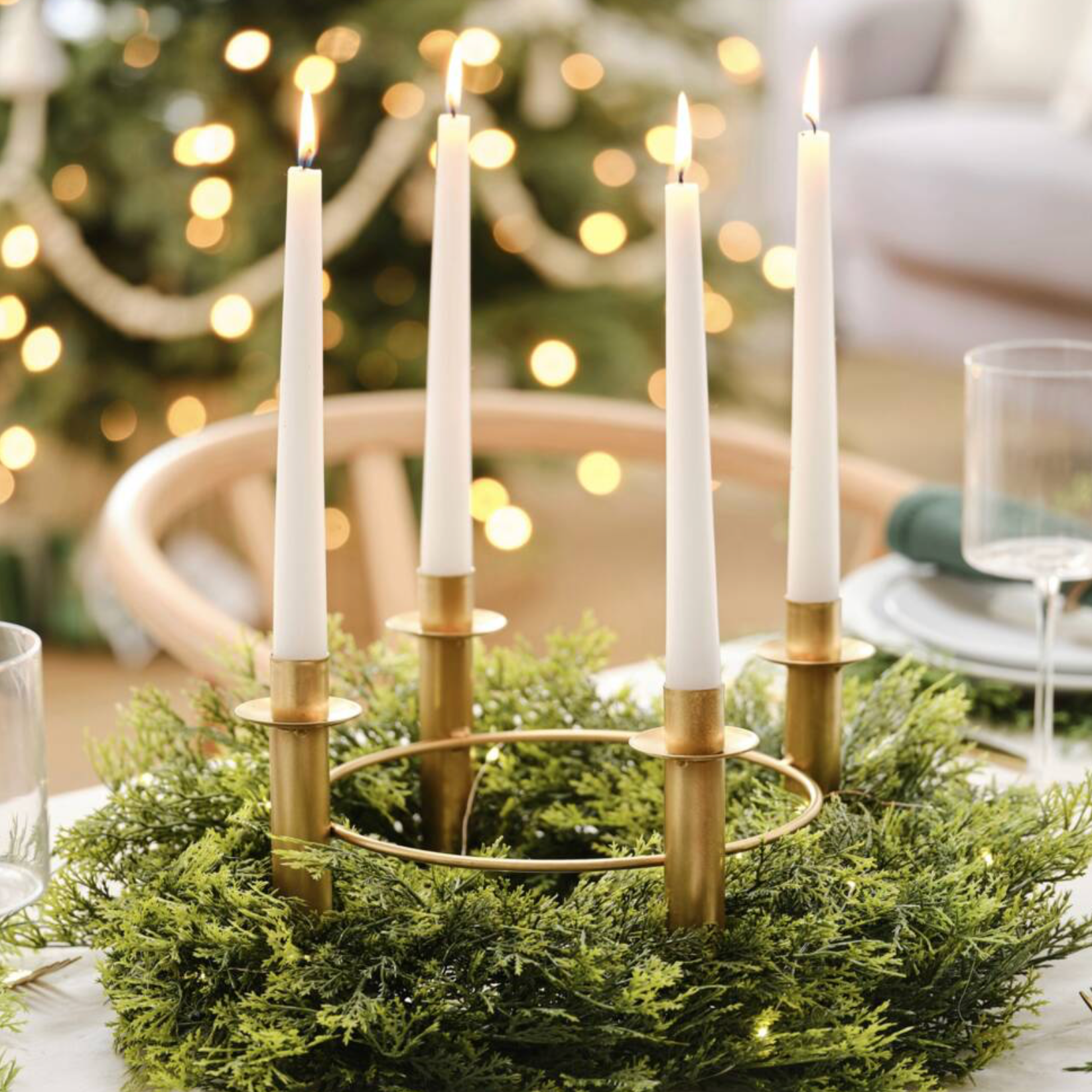 Vintage Gold Metal Candle Table Centrepiece