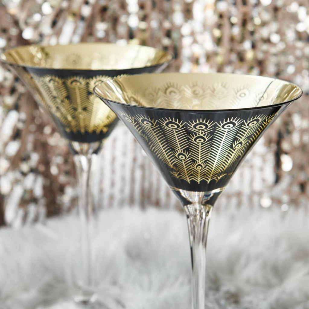 Electroplated Midnight Peacock Martini Glass