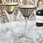 Electroplated Midnight Peacock Martini Glass
