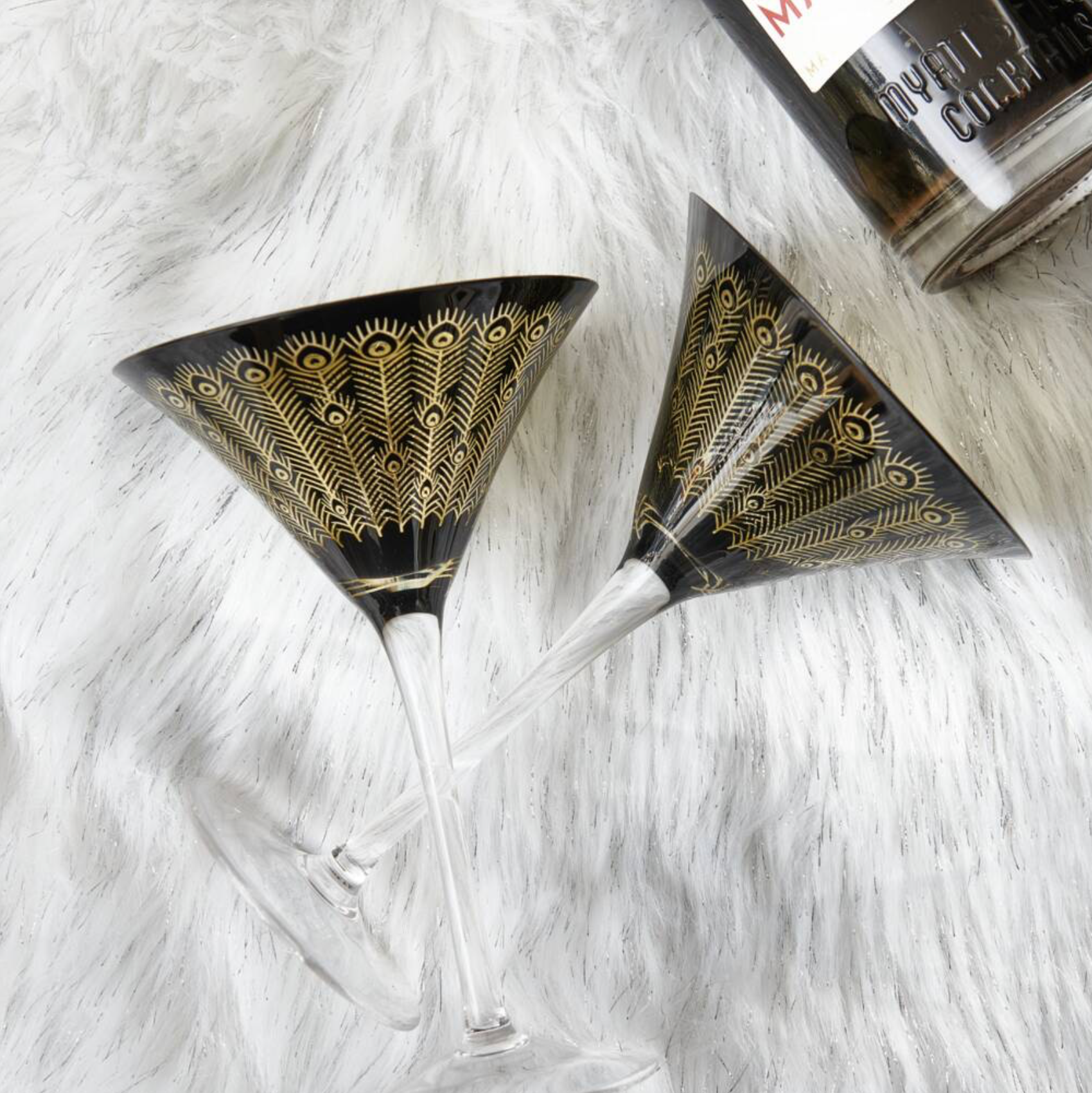 Electroplated Midnight Peacock Martini Glass