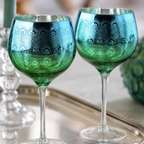 Peacock Blues Electroplated Gin Glass