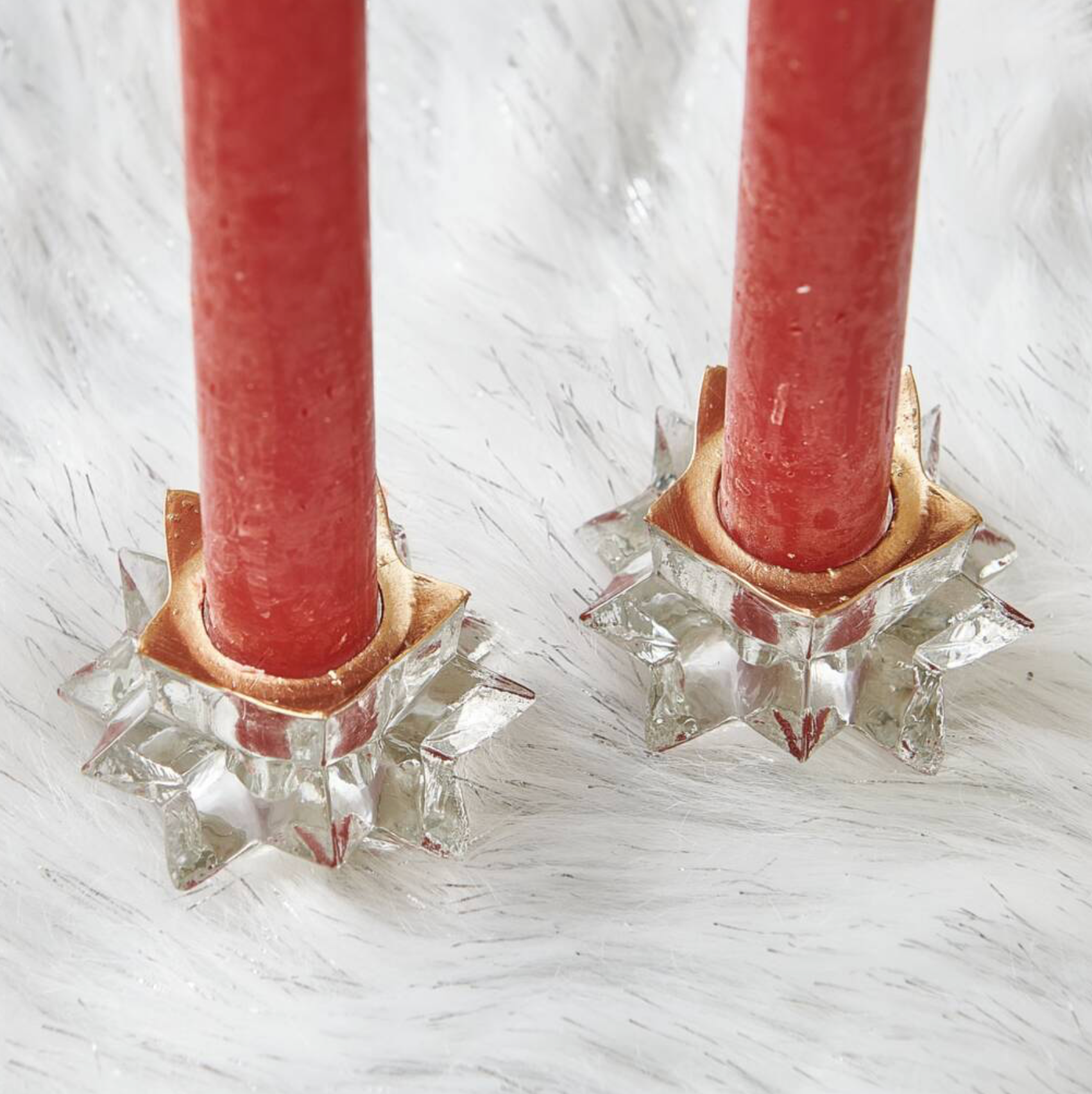 Star Glass Candleholder With Gold Trim