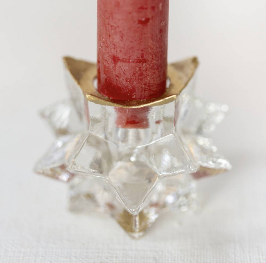 Star Glass Candleholder With Gold Trim