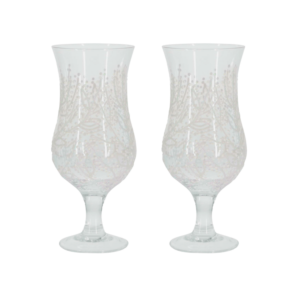Gift Boxed Set Of Two Snowy Design Cocktail Glasses