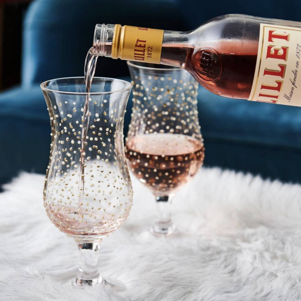 Gift Boxed Set Of Two White And Gold Spot Cocktail Glasses