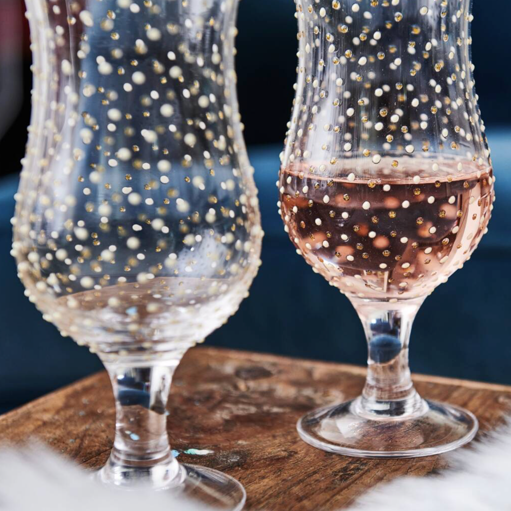 Gift Boxed Set Of Two White And Gold Spot Cocktail Glasses
